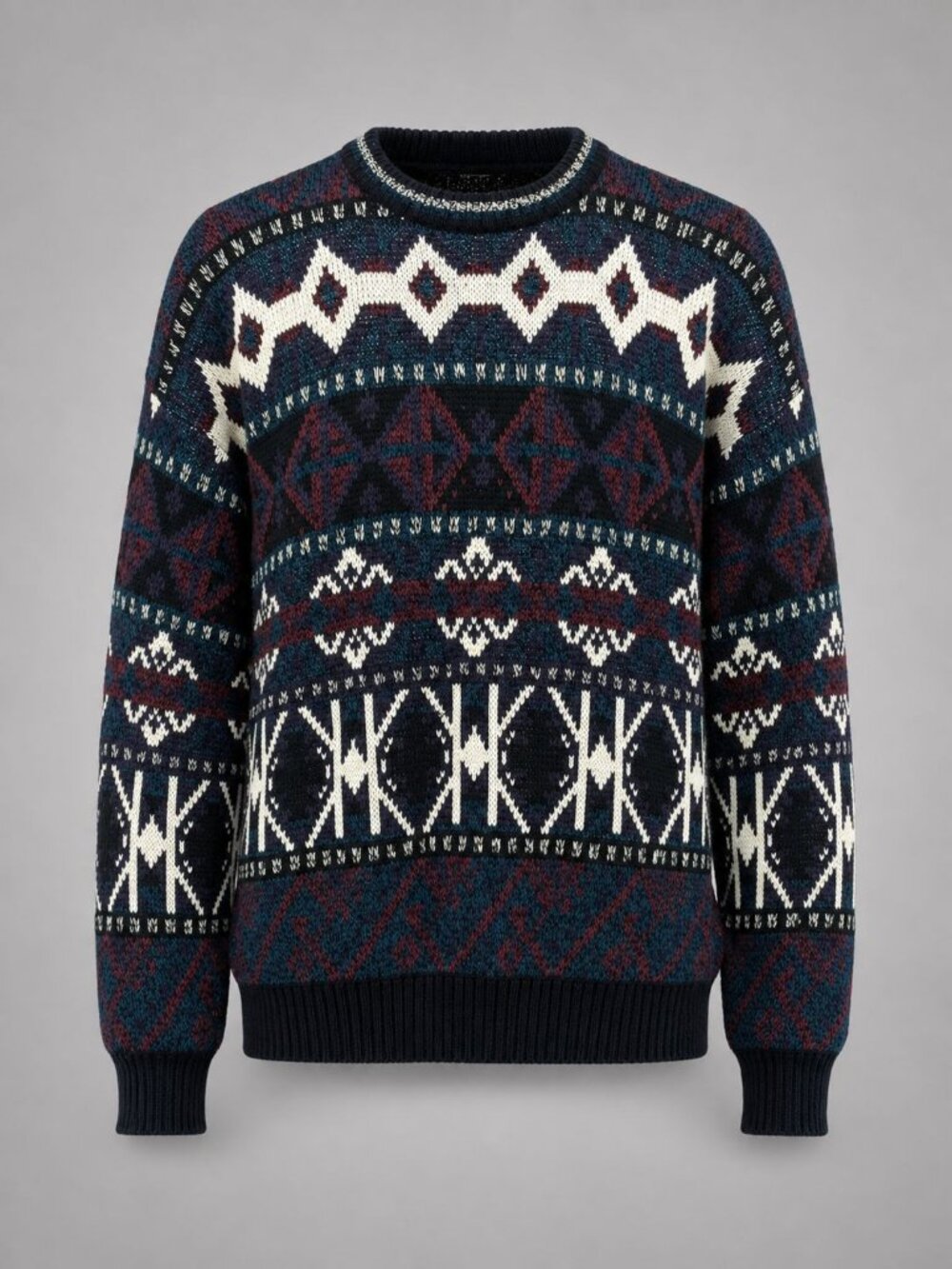 Bugle Boy Mens Large Sweater Vintage Geometric 100% Acrylic Made In Korea